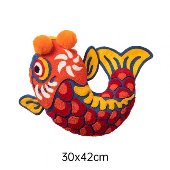 Red Cushion Cover Decorative Pillow Joy Chinese Traditional Lucky Fish Embroidery Cushion Cover Sofa Chair Bedding
