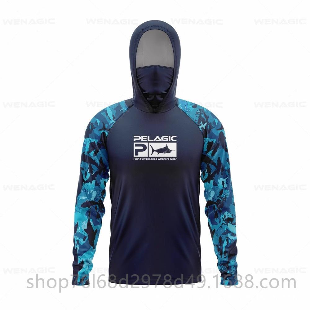 Ice silk fishing suit long-sleeved T-shirt hoodie quick-drying breathable sunscreen summer thin men