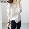 White Embroidered Cotton and Linen Shirt for Women In Spring and Summer V-neck Shirt