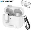 KEYSION with Carabiner Lock Phone Stand Protective Earphone Case for AirPods Pro 3 Pro 2 Soft TPU+PC Shockproof Cover for AirPods 4 3 2 1