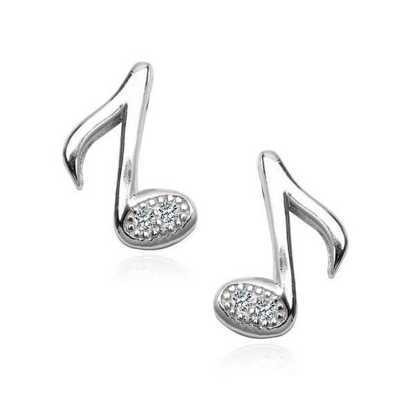 Silver Musical Note Earrings with Cubic Zirconia Kdk5351