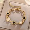 Stainless Steel Fritillaria Roman Round Light Luxury Plate Elegant Charming Golden Gril Fashion Bracelet Evening Zircon Gift