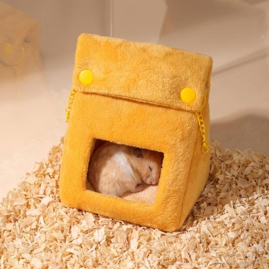 Comfy Sleeping Bag for Hamsters Bread Hamster Bed, Plush Warm Cave Cozy Hanging Creative Shape Pet House Hammock, Small Animal Cage Accessory