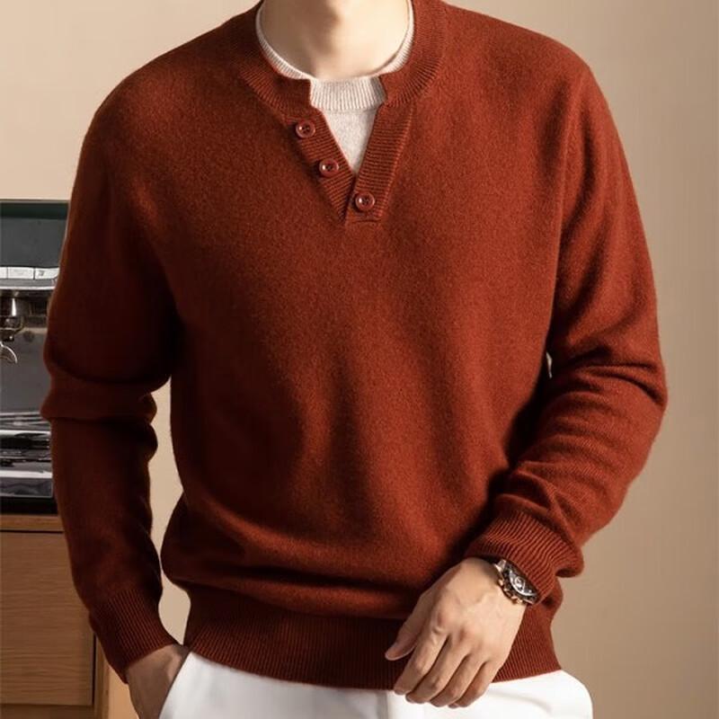 

Hengyuanxiang Men s Faux Two-Piece Round Neck Wool Sweater XL (180)
