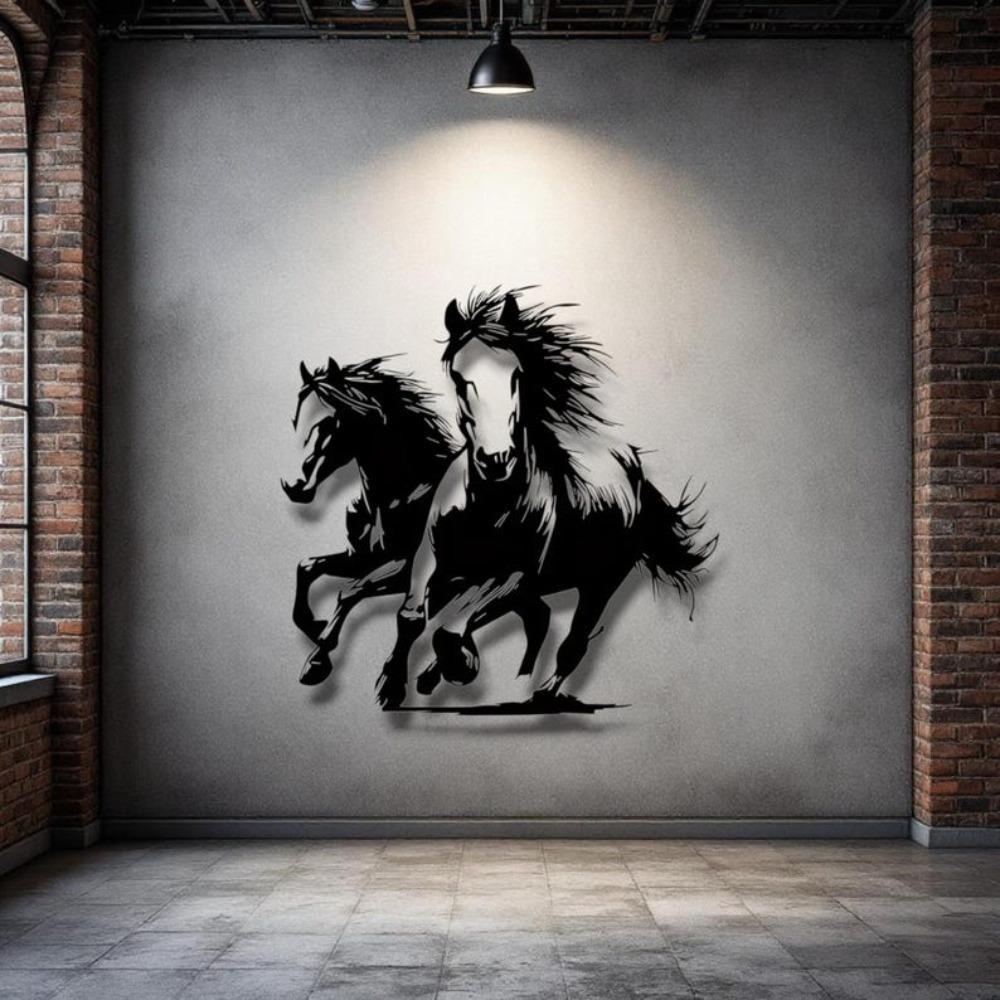 Horses Metal Wall Art Dynamic Freedom Power Design