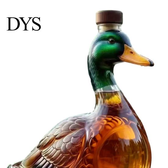 Elegante Decantador de Bourbon Pato Decantador de Whisky, Botella de Vidrio Recta con Tapón, Dispensador de Licor Novedoso de 350 ml Resistente a los Arañazos para el Hogar