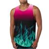 Summer Round Neck 3D Flame Printed Top Fashionable Casual Sleeveless Men's Tank Tops