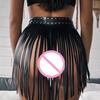 Women Sexy Body Harness Belt Tassels Short Leather Skirt Waistband Leather Lingerie  Bondage Punk Gothic Fetish Clothing