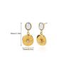 Cross Retro Pearl Temperament Earrings - 18K Gold Plated Stainless Steel with Diamond Inlaid Mother-of-Pearl Heart Bow Design