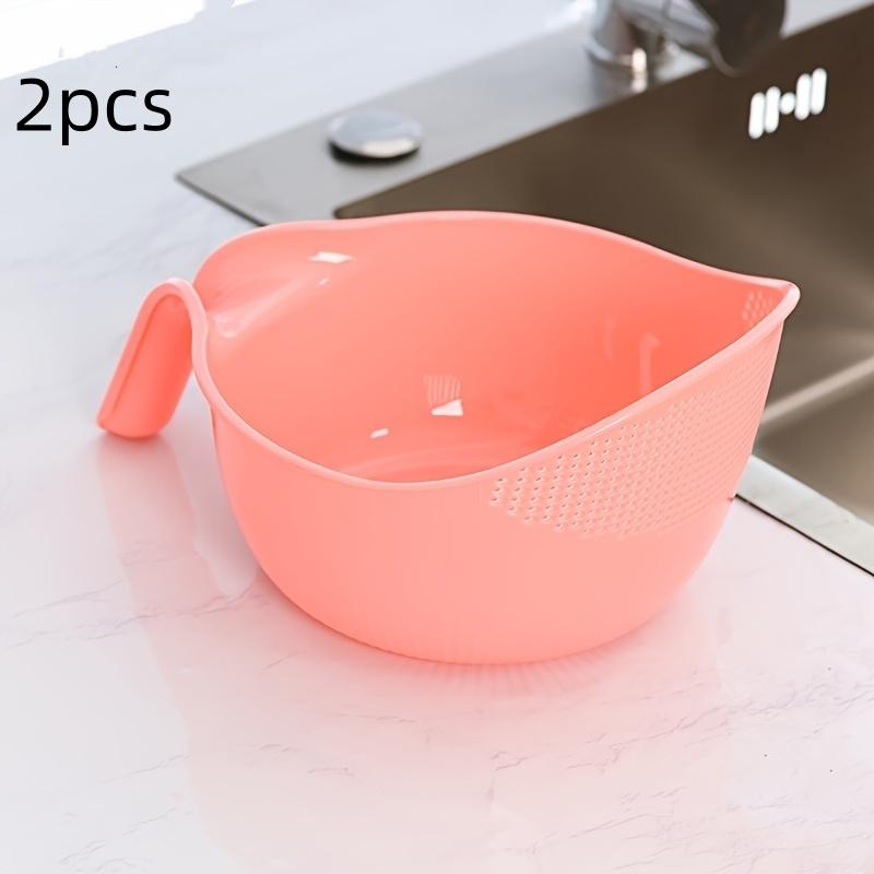 2 шт./Кухонная корзина-дуршлаг, Бытовая корзина для мытья овощей, Многофункциональная корзина для хранения 2pcs розовый