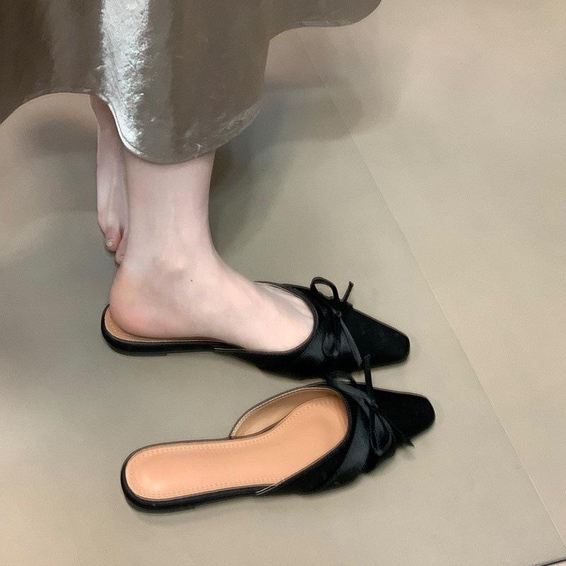 Pink Bow Bag Head Half Slippers Fairy Temperament Fairy Half Support Single Shoes