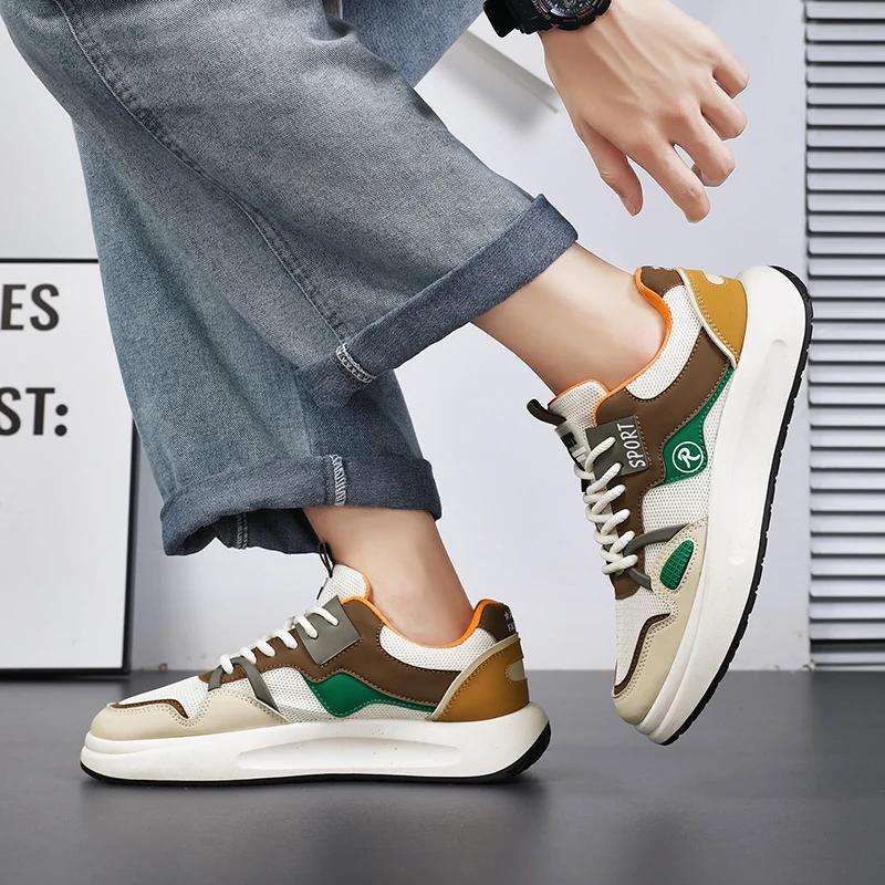 Pánské síťované ležérní tenisky Nové pohodlné prodyšné boty na platformě Značkové pánské boty na běhání s měkkou podrážkou Tenis Masculino