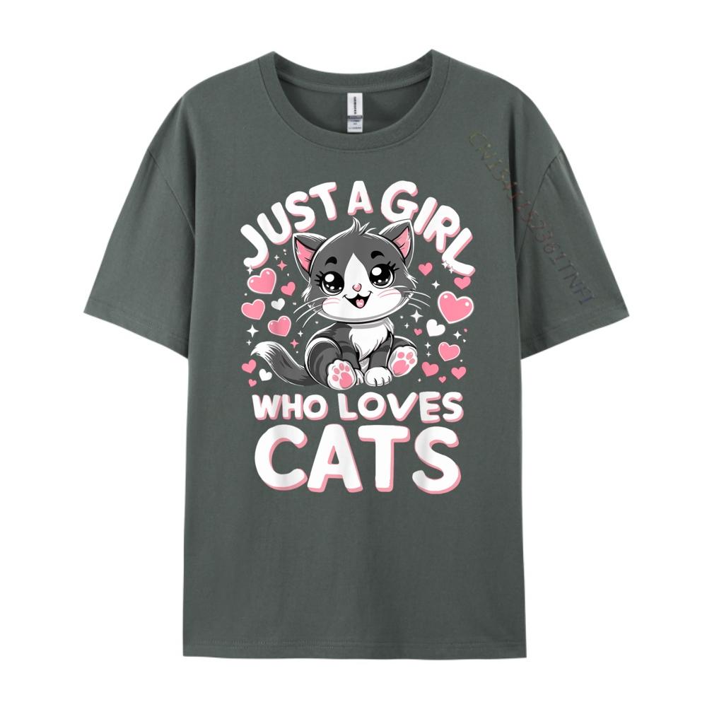 Just A Girl Who Loves Cats Cute Cat Oversized T Shirt Men TShirt