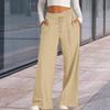Womens Elevated Wide Leg Pants Drawstring Waist Relaxed Palazzo Trousers