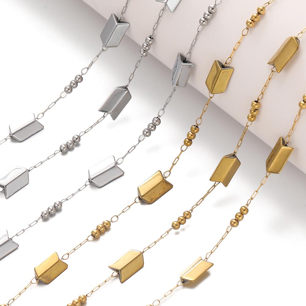 1 Meter Stainless Steel Arrow Shaped Chains Golden Handmade Chains for DIY Necklace Bracelet Jewelry Making Accessories