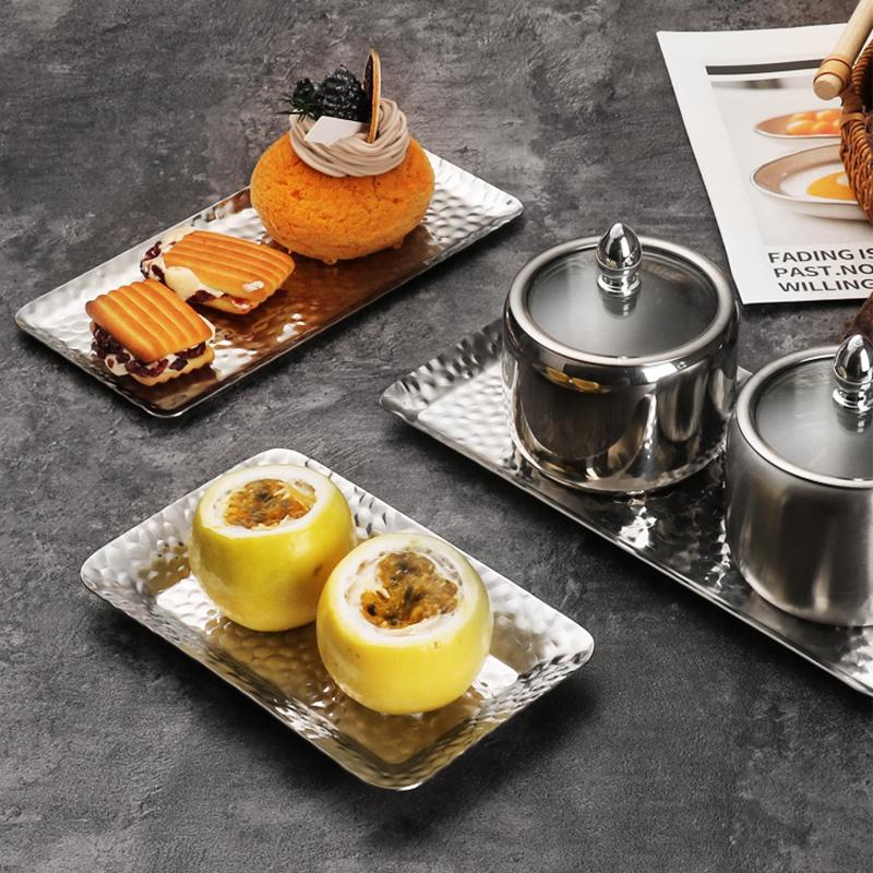 Stainless Steel Tray Buffet Presentation Tray Metal Food Serving Plate Dessert Cake Pizza Pan Home Dishes Storage Organizer