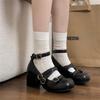 Design Cross Strap Women Mary Jane Shoes Fashion Thick Heel Shoes Autumn Ladies Outdoor Dress Stripper Leather Shoes