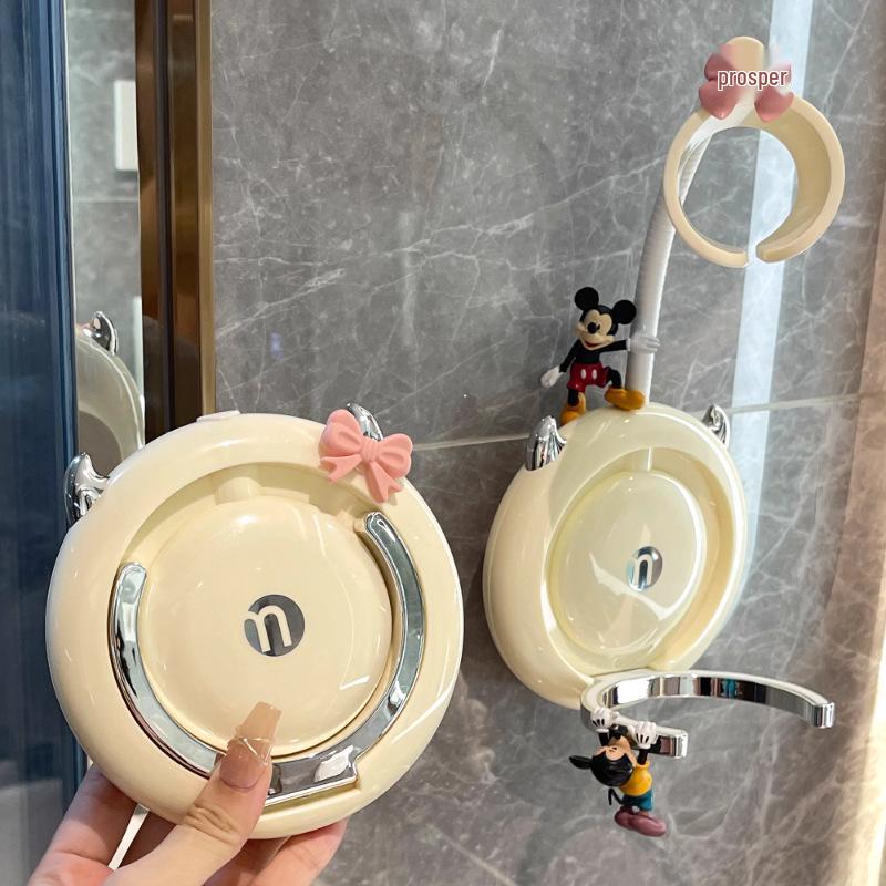Hands-Free Wall-Mounted Hair Dryer Stand: No-Punch Bathroom Holder for Easy Hair Drying.