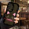Phone Case: 2D Flat Samsung Galaxy A34 A35 S20 S22 S21 FE Plus Ultra Protective Case, Cute Little Black Cat with Pink Glow, Christmas and Halloween Gi