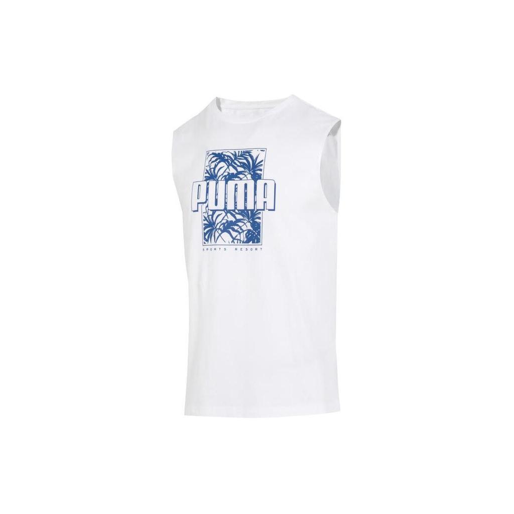 Puma Ss24 Letter Print Running Fitness Training Outdoor Fashion Casual Comfortable Breathable Round Neck Sleeveless Vest Men Tops White 684780-02