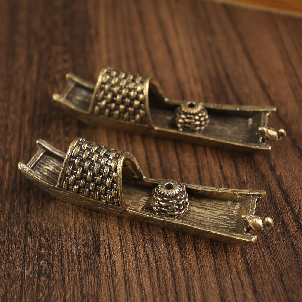 Brass sailboat incense insert ornament creative home bedroom desktop incense insert ornament thread incense antique and old copper ware