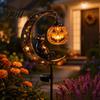 Easy Install Decorative Stakes Halloween Solar Garden Light, Black Cat Pumpkin Moon Stake Pathway Lights for Home Courtyard Waterproof LED Yard