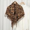 Leopardenmuster Fransen Quadratisches Tuch Imitation Kaschmir Schals Damen Herbst Winter Schals Damen Elegante Wickeltücher Mulffer 100*100cm