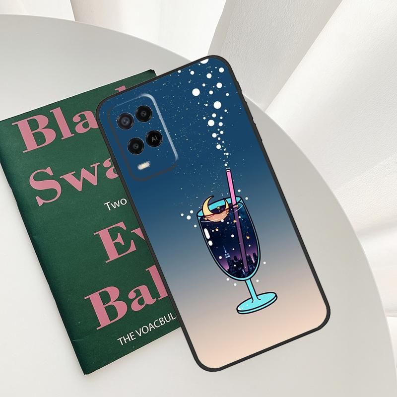 

Moon Soda Tea Drink Chill Pill Case For Oppo A58 A78 A98 A15 A16 A17 A52 A72 A76 A96 A54 A74 A94 A57 A77 A54S A57S Cover OPPO A15