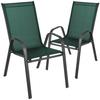 Garden Chair, Metal, Terrace, Balcony, Armchair, Terrace, Balcony, Green X2