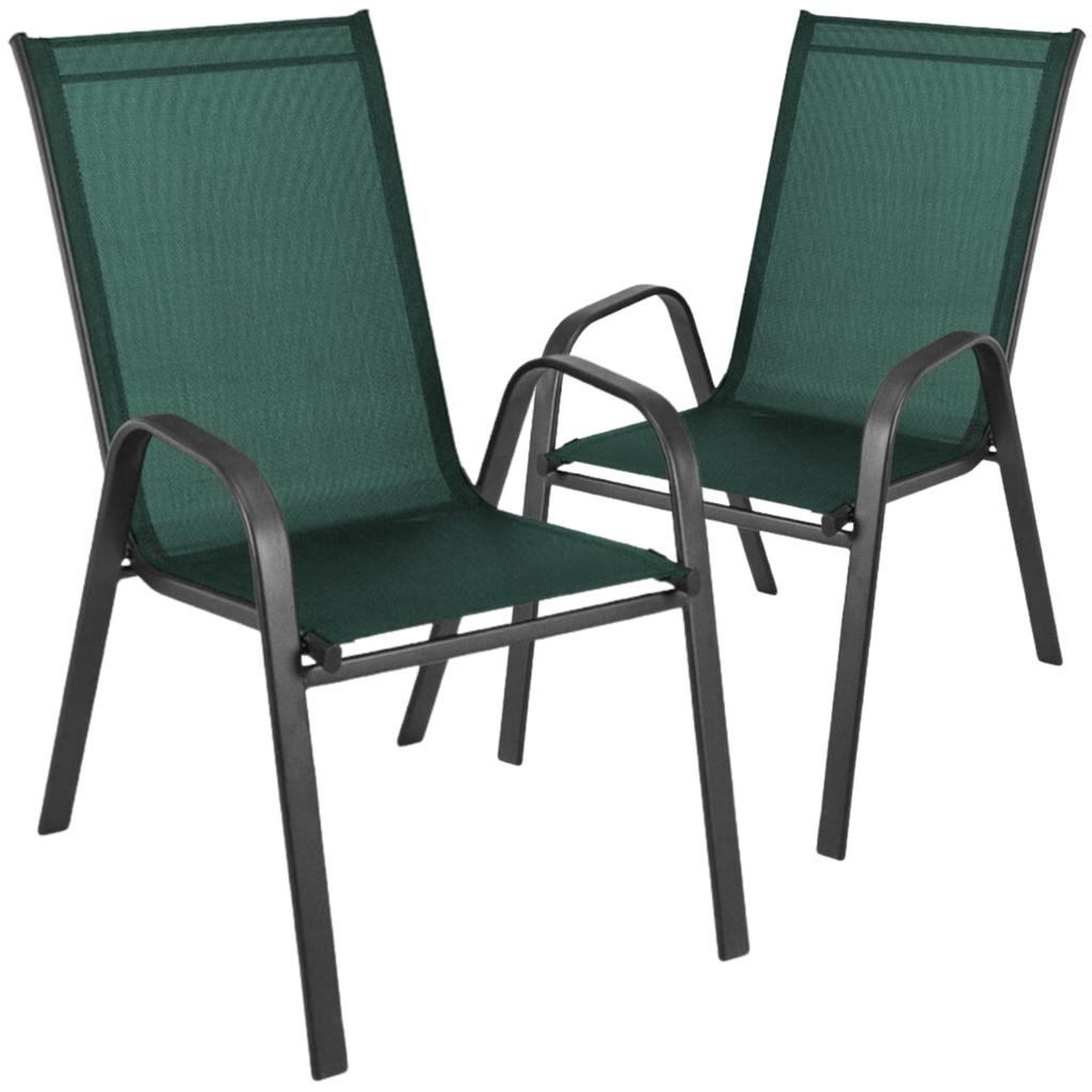 Garden Chair, Metal, Terrace, Balcony, Armchair, Terrace, Balcony, Green X2