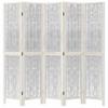 5 Piece Room Divider White Solid Paulownia Wood
