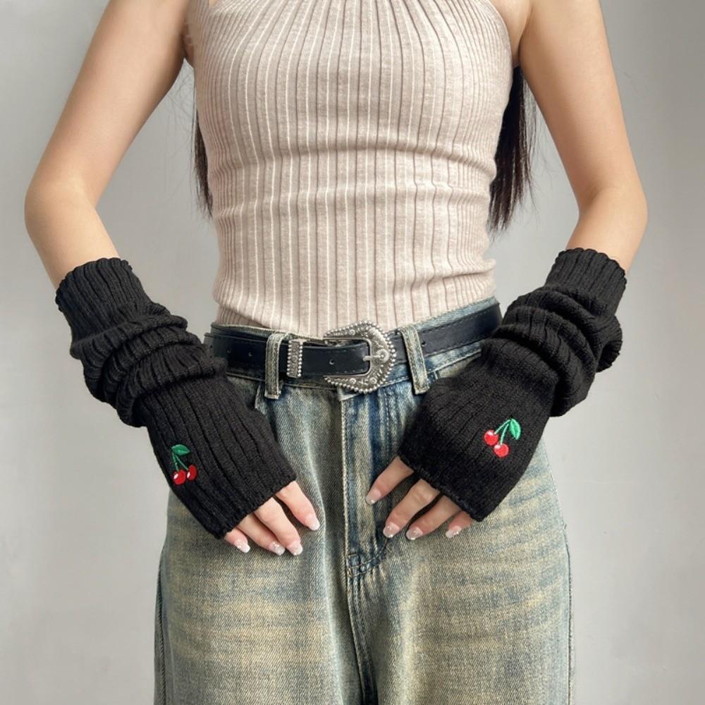 Knitted Warm Arm Sleeve Long Fingerless Gloves Fashion Arm Warmer Gloves  Autumn Winter