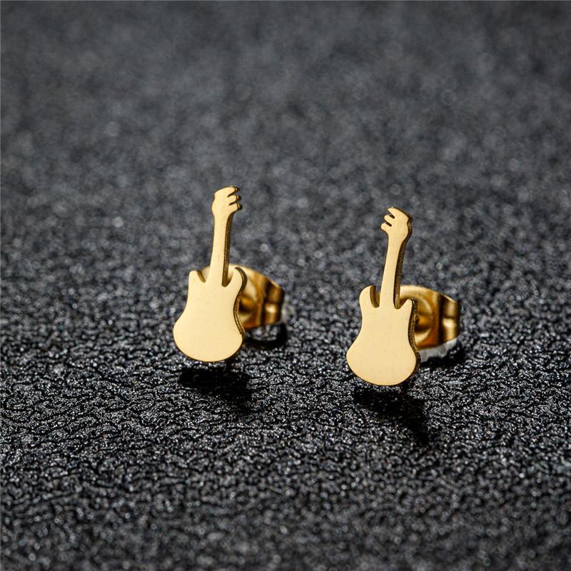 Vintage Musical Instruments Stainless Steel Guitars Earrings for Men And Women Music Party Philharmonic Jewelry Accessories