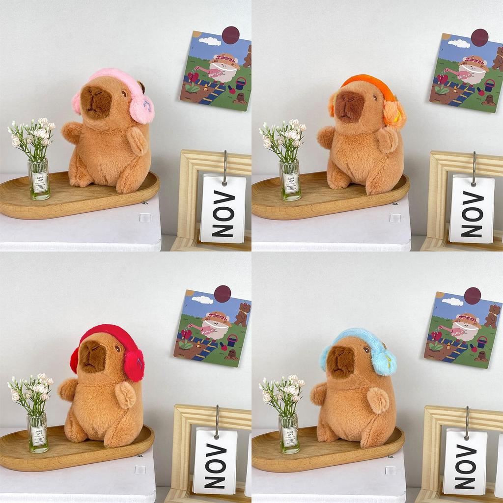 Music Capybara Plush Toy With Headphone Style Creative Decor For Kids And Teens