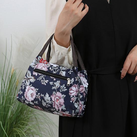 Hand-Carrying Lunch Bag Large Opening with Widened Handle Carrier Oxford Waterproof Bento Bag for Commuting Work Travel