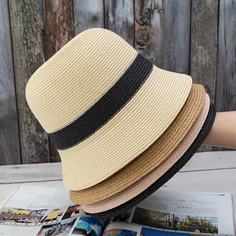 Summer Fashion Women Straw Hat Lady Summer Sun Hat Visor Cap Panama Style Bucket Cap Strawhat Beach Hat Outdoor Girl Cap
