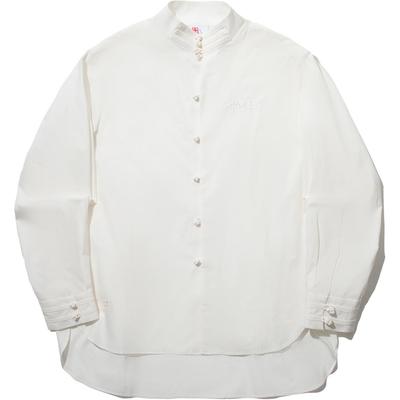 Li Ning Trendy Sportserie Losse Casual Comfortabele Staande Kraag Lange Mouw Shirt Unisex Shirts Wit ASHU585-1