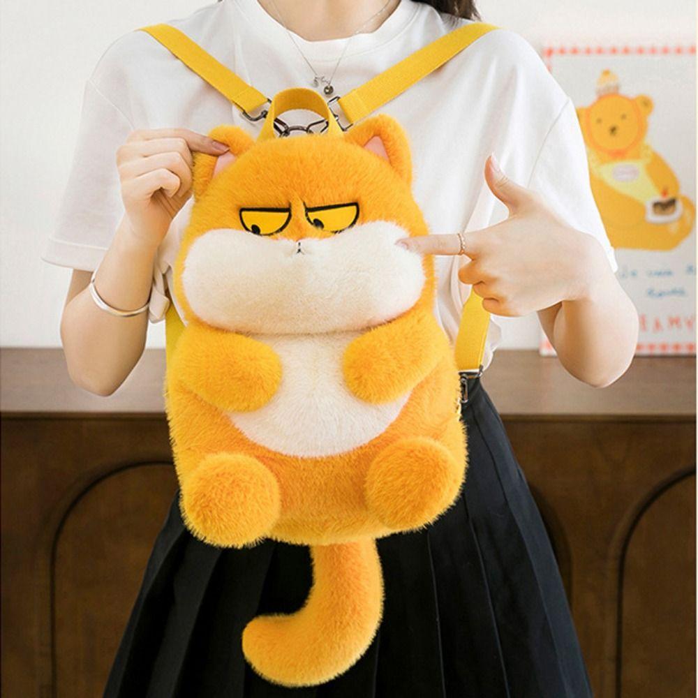 Phone Bag Little Cat Doll Shoulder Bag Animals Cartoon Plush Schoolbag Cat Plush Backpack  Students