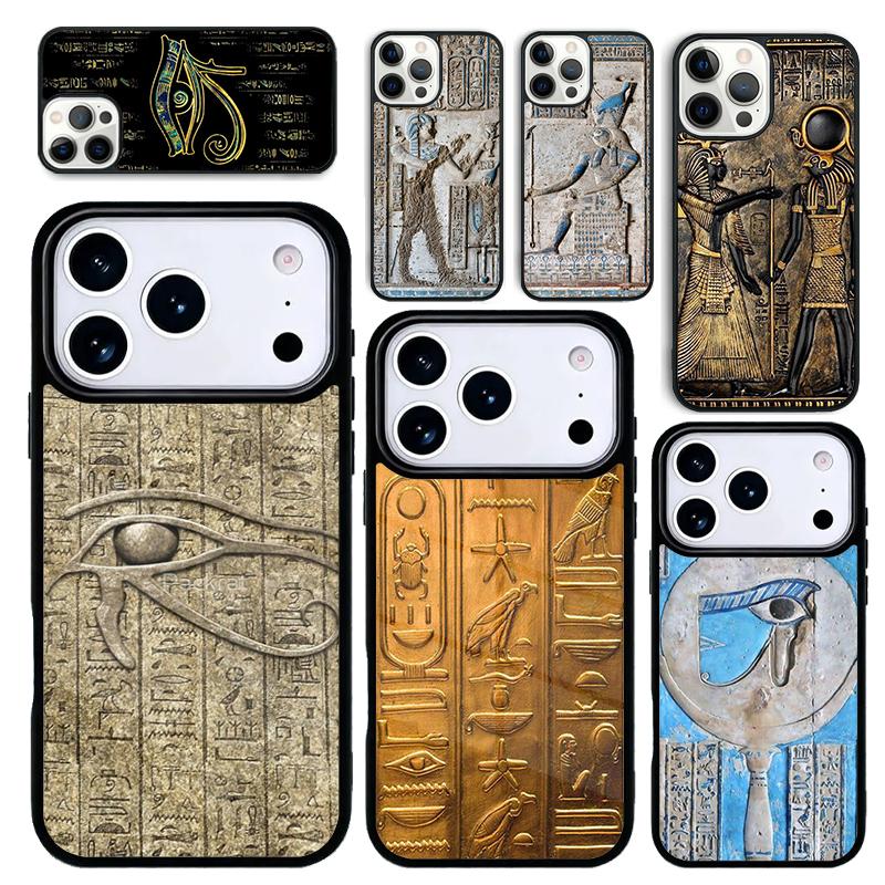 Capa Case for iPhone 17 Air 16 Pro Max 15 Plus 11 13 Mini 14 12 Back Phone Cover Sacred Eye of Horus Egypt Fresco