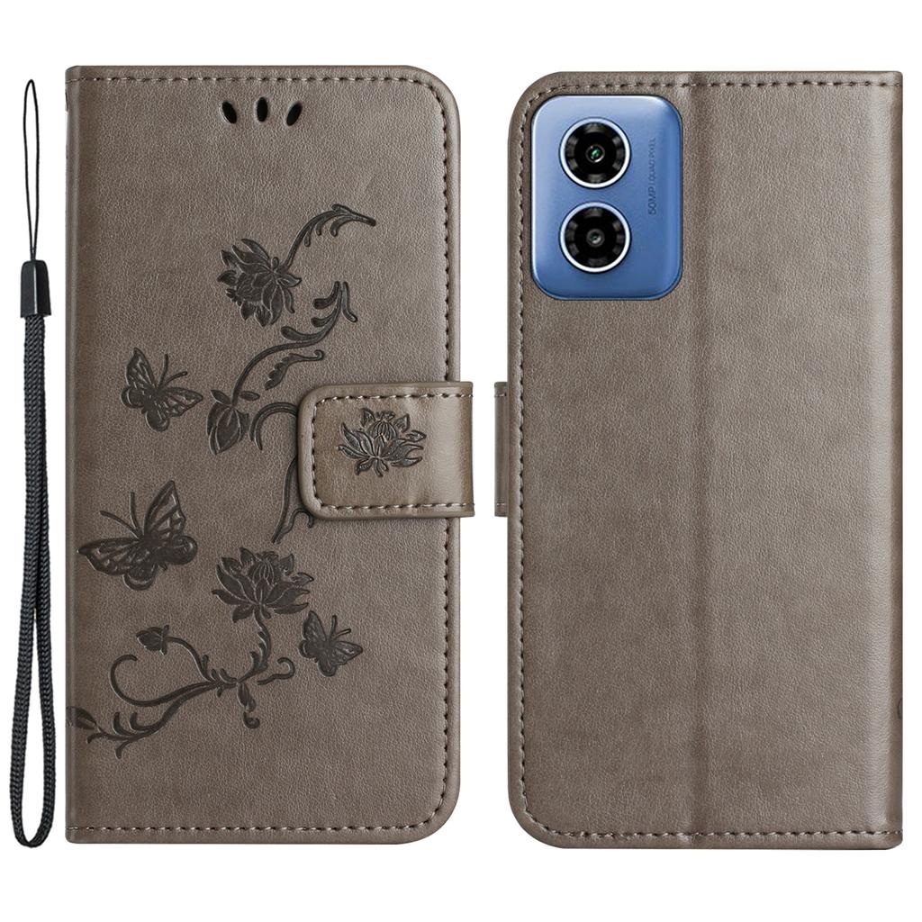 Dla Motorola Moto E14 4G/G04 4G/G04s 4G/G24 4G Etui Portfelowe Skórzane PU Podstawka Motyl Kwiat Pokrowiec na Telefon