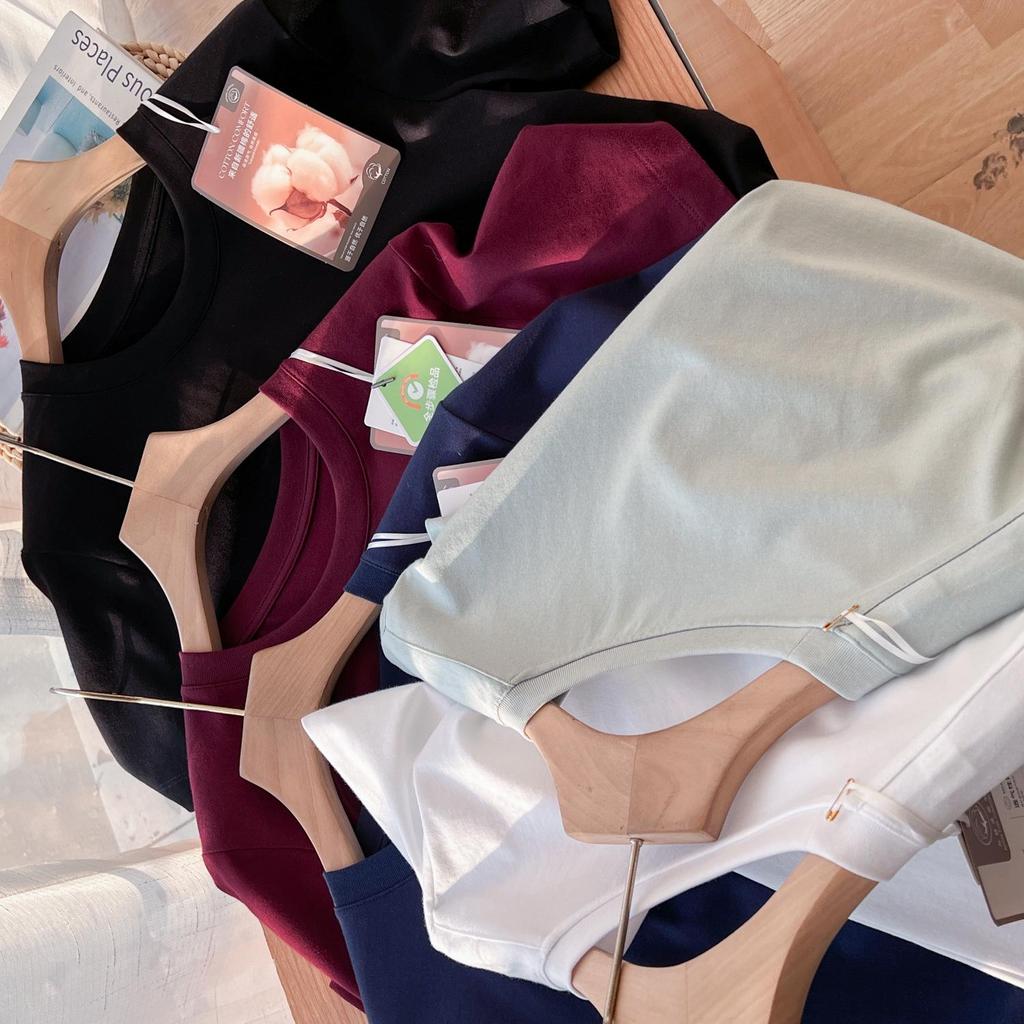 Women's Summer Loose-Fit Short Sleeve Round Neck T-Shirt - High Twist, Long-Staple Cotton, Wrinkle-Resistant.