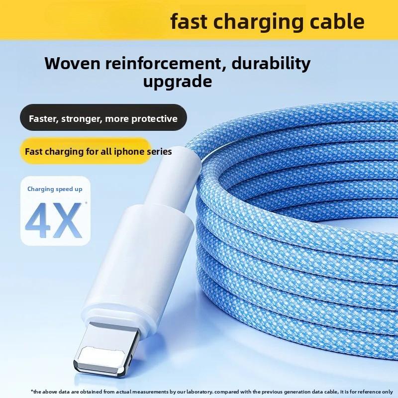 Compatible with Apple PD Fast Charging Braided Data Cable, Dual-ended Type-C 66W Mobile Phone Charging Cable