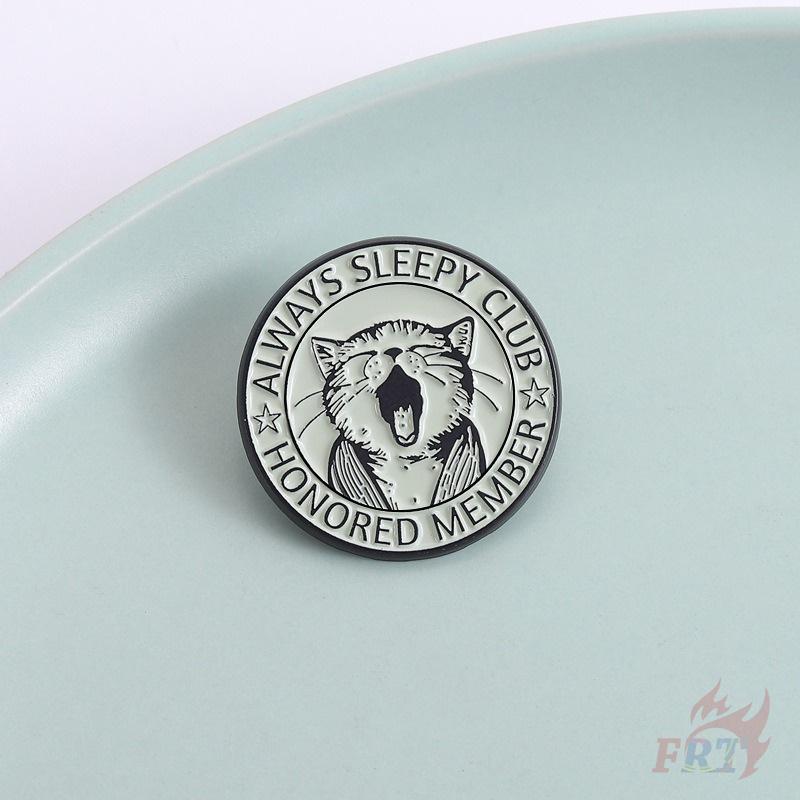 1Pc  The Yawning Cat.  Always Sleepy Club Honored Member Brooches - Doodle Enamel Backpack Button Pins Badges