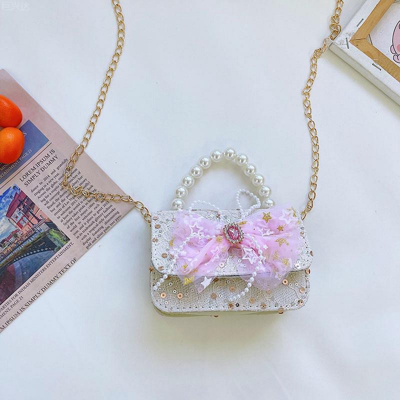 Charming Pearl Bag For Kids Fashionable Princess Style Shoulder Bag For Girls