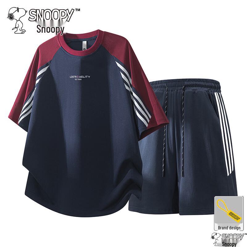 Snoopy Men s Summer Breathable Short Sleeve & Shorts Set 3XL