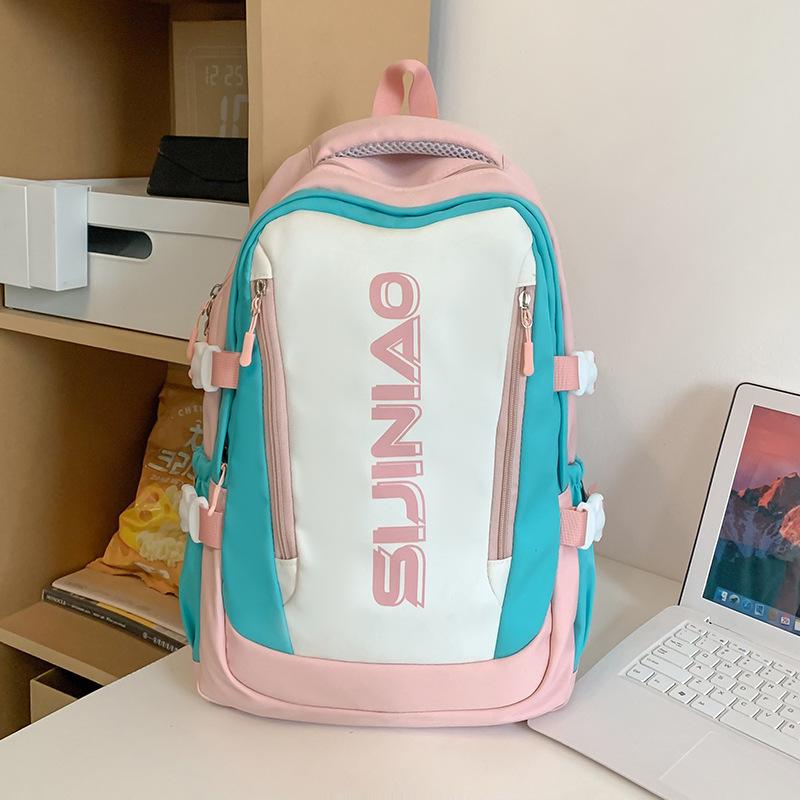 Girls with High Value Color-blocking Backpacks for Middle School Students Junior High School Students Primary School Students Backpacks