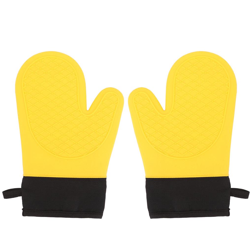 2Pcs Oven Gloves Silicone Heat Resistant Water Proof Thickened Ribbed Oven Gloves Kitchen Accessories