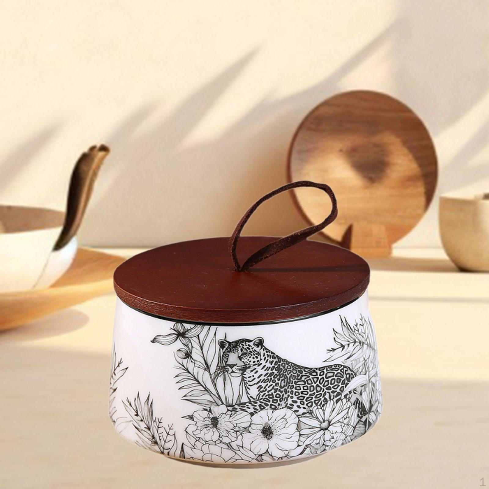 

Керамическая банка для хранения продуктов питания и ручка, декоративная банка для чая, для зерновых закусок, домашних животных