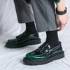 High-End Luxury Men's Leather Shoes Summer High-End Thick Bottom Fashion Bright Surface Slip-On Casual Loafers Leisure Shoes