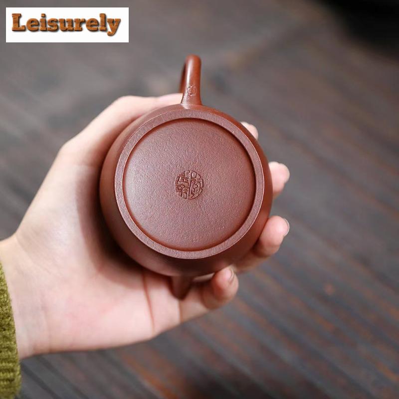 200 ml ästhetische Yixing-Teekanne aus lila Ton, handgefertigt, schlicht, rund, mit Roherz, Drachenblut, Sand, Schlamm, Wasserkocher, Zisha-Teeservice, Geschenk